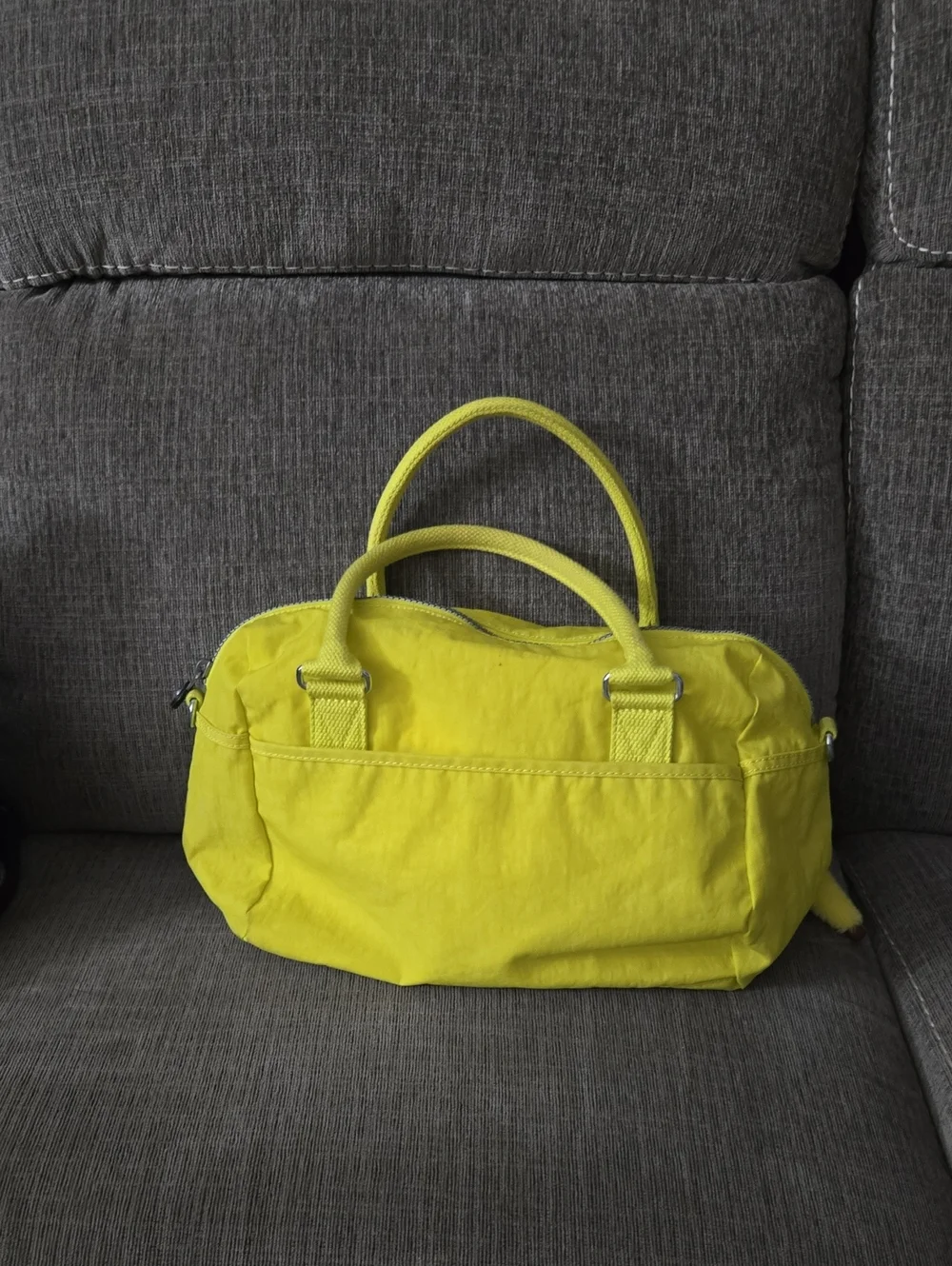 Kipling Yellow Satchel with Monkey Keychain